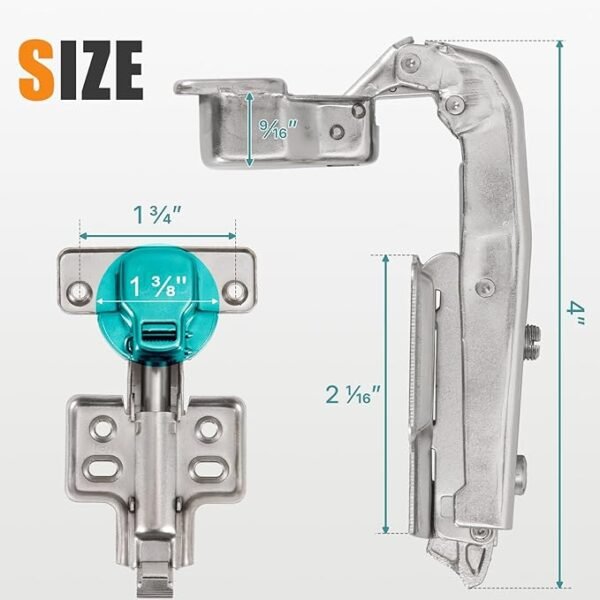 HBL' 2 Pack 90° Blind Corner Cabinet Hinge, Pie Cut Corner Kitchen Door Hinge, Soft Close European Concealed Hinge for Frameless Blind Corner Cabinets