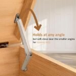 2 Pack | 200N Gas Strut Spring Hinges for Heavy Lids to Keep Stay, Slow Down and Soft Close, Hydraulic Hinges for Toy Box Chest, Bench, Toolbox and Basement Floor Door