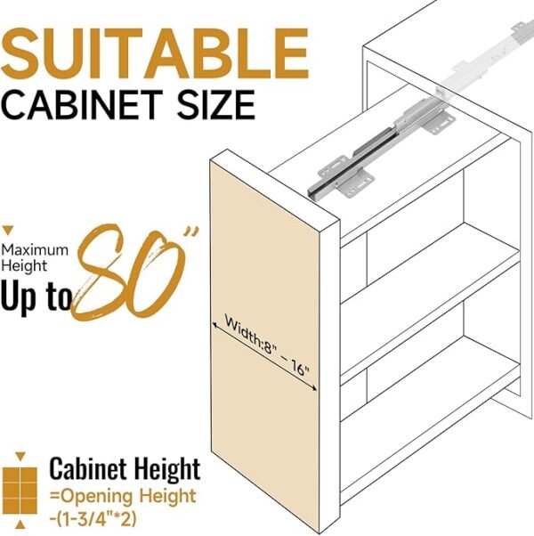 HBL' 16/18/20/22 Inch Pantry Drawer Slides for Tall Cabinets – Dual Top & Bottom Pull-Out Pantry Slides, Soft Close, 120 LBS Heavy-Duty, Silver