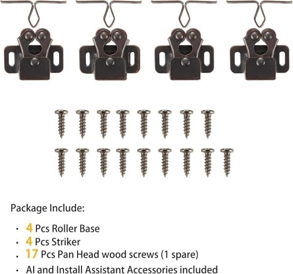 8 Pack Cabinet Latch Double Roller Catch - HBL' Hardware for Cupboard, Closet, and Kitchen Cabinet Doors.