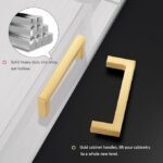 HBL' 10 Pack | Solid Heavy Duty Gold Cabinet Handles - 5inch Hole Center - Gold Handles for Kitchen Cabinet and Drawer - Zinc Alloy Cabinet Pulls, Anti-Fingerprint and Non-Fading.
