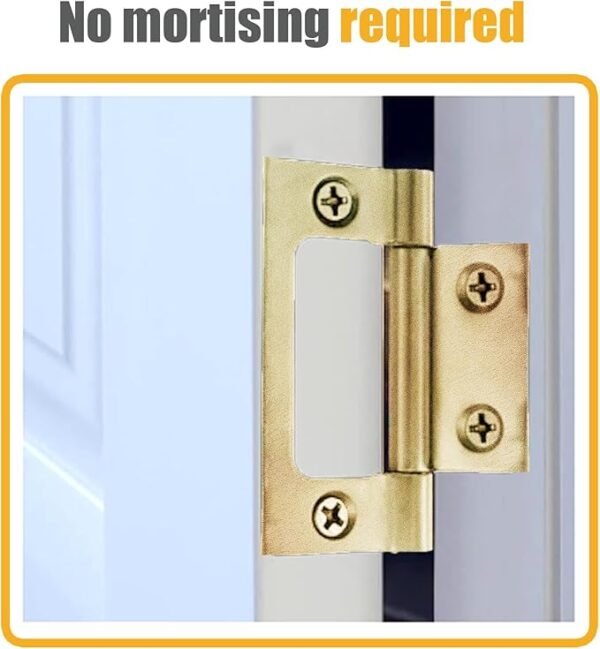 Lashow 6 Pack Bifold Door Hinge Non-Mortise Bi-fold Door Hinges Surface Mounted Hinges for Closet Bifold Doors，3 Inch & Brushed Brass