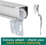 Lashow 4 Pair Sliding Closet Door Roller Kit - Top Hung Door Replacement Hardware with 7/8 Inch Convex Wheels, Stamped Steel, 1/4" & 1/2" Offset Brackets