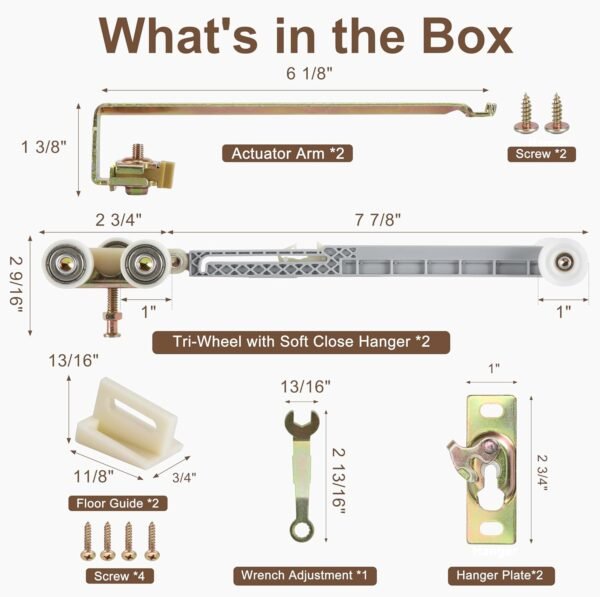 Pocket Door Soft Close Top Hanger Assemblies, Fits Johnson 1060 & 1062, Fits 100, 134F, 138F, 2610F Series Tracks, 2" Nylon Ball Bearing Tri-Wheel, Soft Close and/or Soft Open