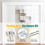 Lashow 72 Inch Porcket Door Hardware Kits with Soft Close & Soft Open, Sliding Pocket Door Hardware with 6ft Aluminum Track for New Building, No Door Included.