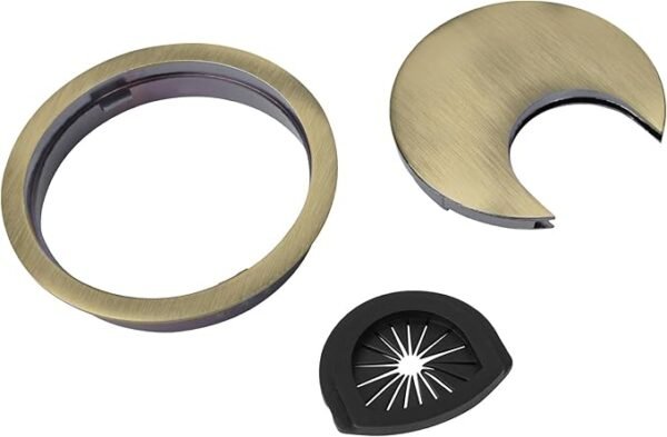 2Pcs 60/80mm Desk Cable Grommets, Desk Plug Hole Cover, Computer Desk Metal Cable Hole, Round Cable Hole Cover for Desktop Cable Organizer(Bronze)