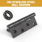 Door Hinges 304 Stainless Steel Ball Bearing Heavy Duty Door Hinges, 4 Inch 102MM, Black 3 Pair