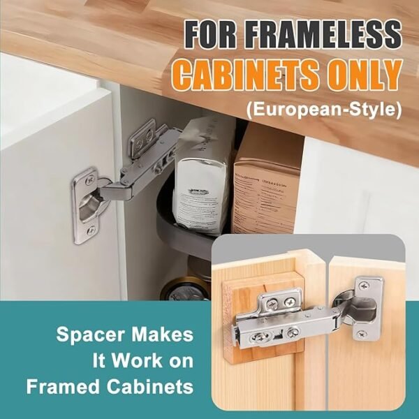 HBL' 4 Pack Soft Close Cabinet Hinges 110° Full Overlay European Concealed Kitchen Cabinet Hinge, Slow Close Frameless Kitchen Door Hinges, Adjustable Heavy-Duty Cabinet Hardware