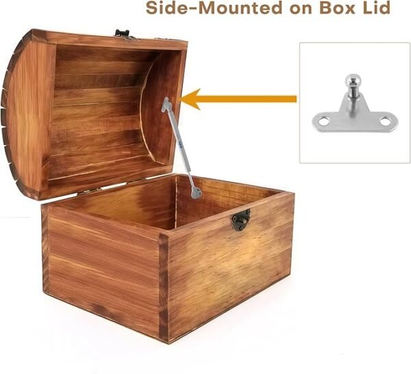 2 Pack Soft Close Toy Box Hinges for Heavy Curved, Round, Arched and Flat Lids - HBL' 150N Gas Strut Spring Safety Hinges to Slow Down and Slow Close, Also Works for Flat Lids.