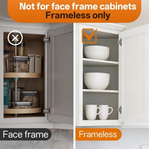 HBL' 2 Pack 45° Corner Cabinet Hinge, 135° Corner Cabinet Hinge Replacement, European Concealed Kitchen Door Hinge for Frameless Cabinets, Soft Close and Heavy Duty Steel