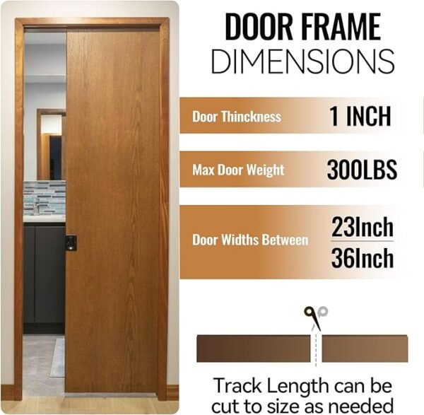 HBL’ 72Inch Pocket Door Hardware Kit with Soft Close Feature – Heavy-Duty Aluminum Track Set, Smooth Sliding & Easy Installation – Fits 23" to 36" Wide Single Doors, 72" Track Included.