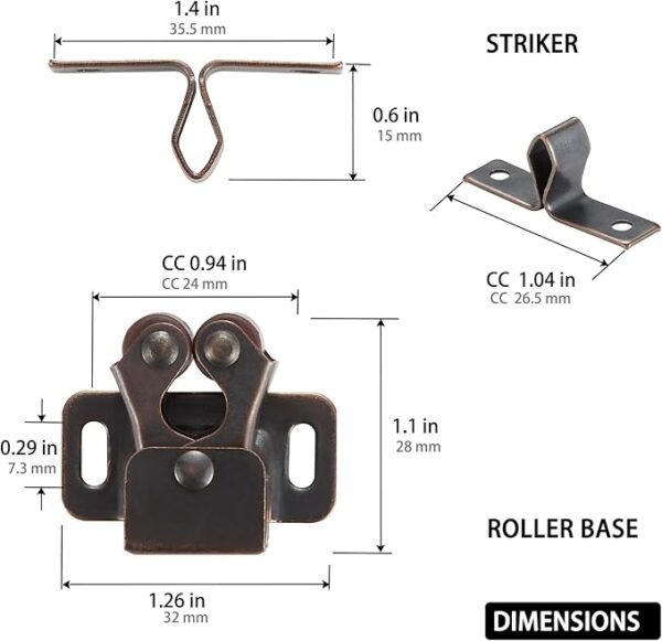 8 Pack Cabinet Latch Double Roller Catch - HBL' Hardware for Cupboard, Closet, and Kitchen Cabinet Doors.