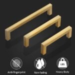 HBL' 10 Pack | Solid Heavy Duty Gold Cabinet Handles - 5inch Hole Center - Gold Handles for Kitchen Cabinet and Drawer - Zinc Alloy Cabinet Pulls, Anti-Fingerprint and Non-Fading.