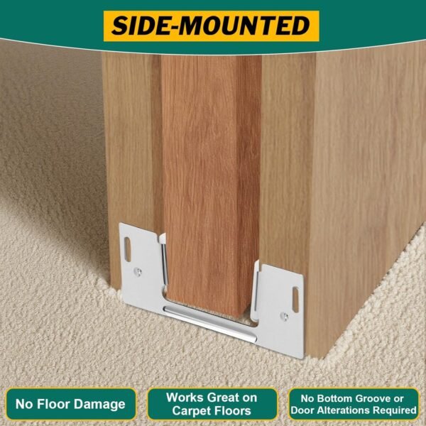 Lashow 8Pcs Pocket Door Guide Bottom, Hidden Bottom Sliding Door Guide, Jamb Mounted, Steel Bracket for 1-3/8-Inch Thick Doors