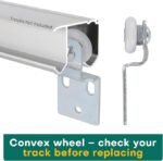 4 Pair Sliding Closet Door Roller Kit - Top Hung Door Replacement Hardware with 3/4 Inch Convex Wheels, Ball Bearing, Stamped Steel, 3/8" & 1/2" Offset Brackets
