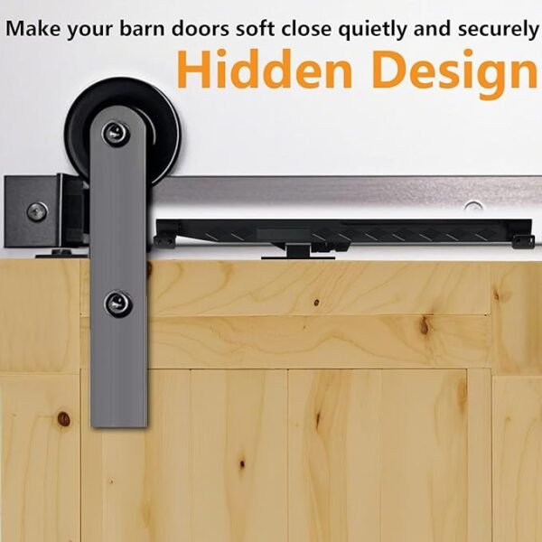 2Pcs Barn Door Soft Close Mechanism - Lashow Upgraded No-Drill Version Sliding Barn Door Hardware for Door Weight 70-160 Pounds Adjustable Door Stoppers, Actuator Spacers Included