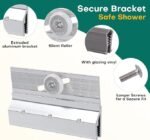 Lashow 4 Pcs Frameless Shower Door Top Bracket Roller Assembly, 3/4" Ball Bearing Wheel, Adjustable Aluminum with Glazing Vinyl for Safe & Stable Glass Fit