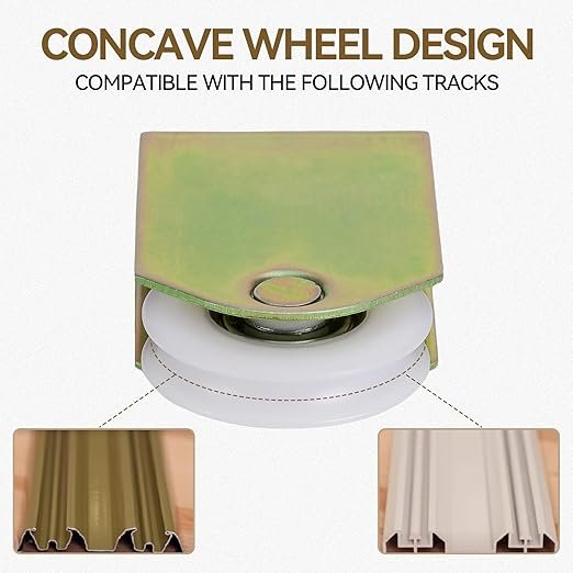 Sliding Mirror Door Rollers Replacement, Fits Prime-Line N 6870, for Wood Framed Sliding Mirror Doors, 2-12 Vertical H.C., 1-12 Nylon Concaved Ball Bearing Wheel, 2 Pack.