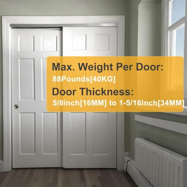 Sliding Closet Door Roller Kit – Top Hung Door Replacement Hardware with 1-Inch Convex Ball Bearing Wheels, Stamped Steel, 1/4" & 1/2" Offset Brackets