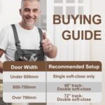 48/72 Inch Pocket Door Hardware Kits with Soft Close & Soft Open, Pocket Door Commercial Grade Hanger with 6ft Aluminum Track for New Building, No Door Included.