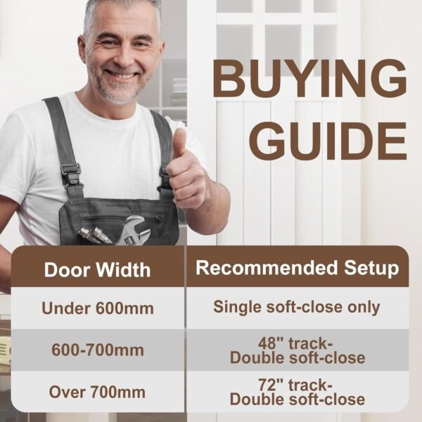 48/72 Inch Pocket Door Hardware Kits with Soft Close & Soft Open, Pocket Door Commercial Grade Hanger with 6ft Aluminum Track for New Building, No Door Included.