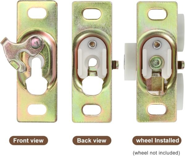 Pocket Door Rollers Connection Plate, Sliding RV Door Hardware,Color Zinc Plating,1 Set (Wheels not Included)