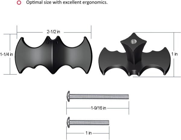 Lashow 10 Pack | Solid Gothic Dresser Drawer Knobs Black Bat-Shaped Drawer Pulls are Made of High-End Zinc Alloy,Heavy-Duty, 2.5-in Overall Length.