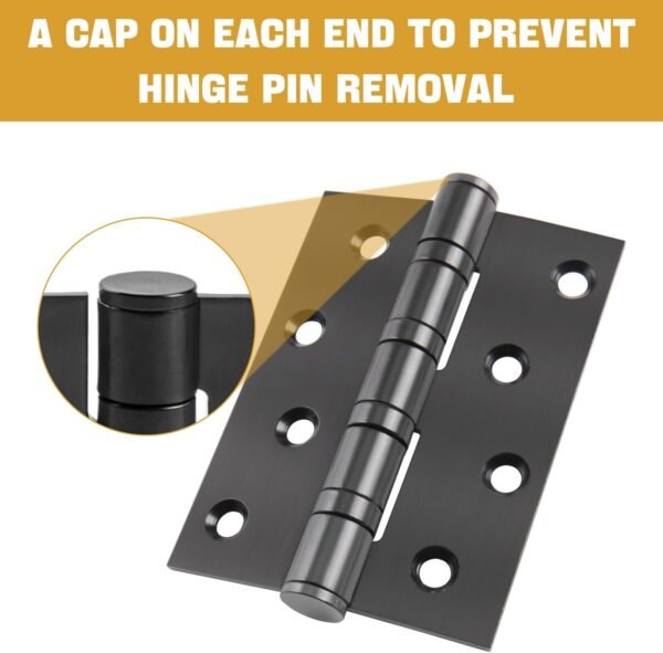 Door Hinges 304 Stainless Steel Ball Bearing Heavy Duty Door Hinges, 4 Inch 102MM, Black 3 Pair