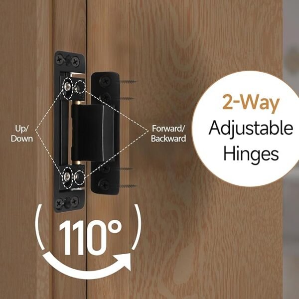 HBL' 2 Pack Hidden Door Hinges, Ultra-Thin Adjustable Concealed Hinges for Secret Doors, Pantries & Closets, Heavy Duty Invisible Design