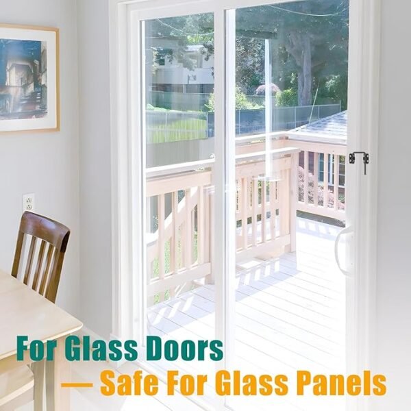 HBL' Sliding Glass Door Lock, Patio Sliding Door Child Lock & Loop Latch – Flexible for Uneven Doors, 2-3/8" Hardened Steel, Extra Home Security, Black, 2 Pack