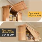HBL' 2 Pack | Lid Support Hinges Lid Stay Hinge for Extra-Long Upper Cabinet & RV Cabinets, 30° - 90° Lid Stay and Under 30° Soft Close, Tension Adjustable, Heavy Duty, Max Load 88LBS