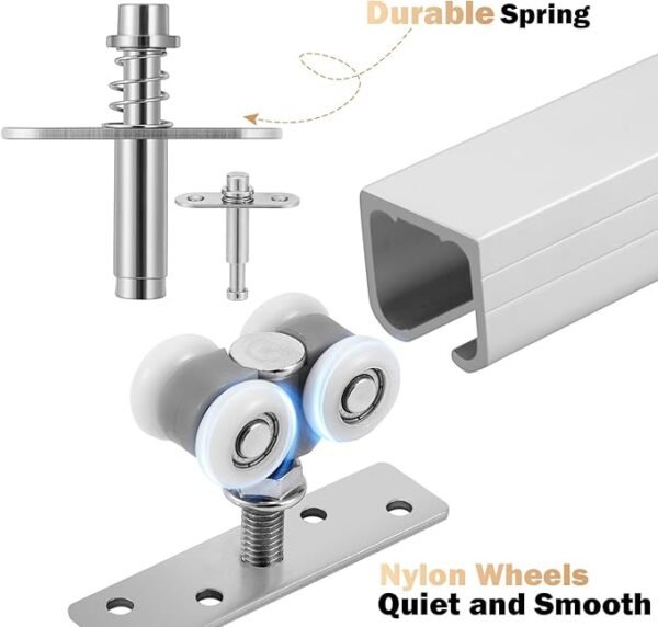 1 Pack Bifold Door Hardware Kits, Bi-fold Door Hardware Set with 36 Inch Long Track for Folding Closet and Indoor Use, Heavy Duty and Easy to Install.