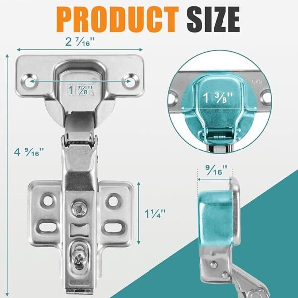 HBL' 4 Pack Soft Close Cabinet Hinges 110° Full Overlay European Concealed Kitchen Cabinet Hinge, Slow Close Frameless Kitchen Door Hinges, Adjustable Heavy-Duty Cabinet Hardware