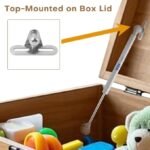 2 Pack Soft Close Toy Box Hinges for Heavy Curved, Round, Arched and Flat Lids - HBL' 150N Gas Strut Spring Safety Hinges to Slow Down and Slow Close, Also Works for Flat Lids.
