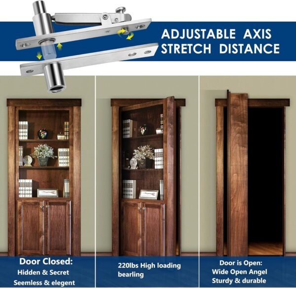 330 LBS Pivot Hinge for Large & Heavy Wood Doors – HBL’ Invisible Pivot Door Hardware for Bookshelves, Built-in Ball Bearings for Smooth & Quiet Operation.