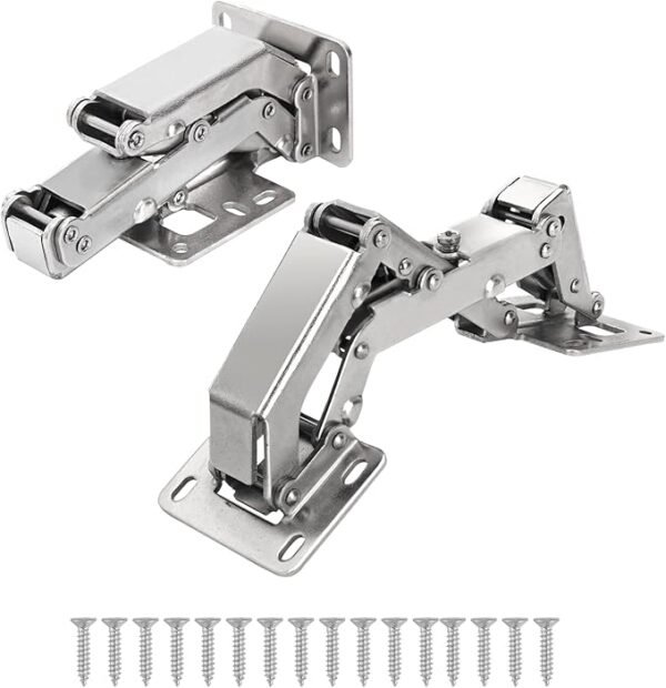 HBL' 170° Soft Close Cabinet Hinges, Wide Opening Hydraulic Cupboard Hinges for Thick Cabinet Doors, Heavy-Duty Angle Adjustable Overlay Design, 4 Pack