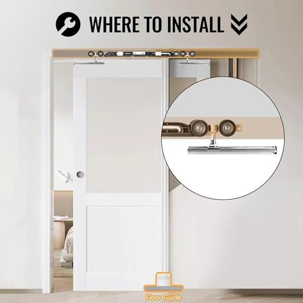 HBL’ 72Inch Pocket Door Hardware Kit with Soft Close Feature – Heavy-Duty Aluminum Track Set, Smooth Sliding & Easy Installation – Fits 23" to 36" Wide Single Doors, 72" Track Included.