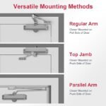 Automatic Garage Door Closer – HBL’ Adjustable Closing & Latching Speed, Durable Sprayed Aluminum, Easy Installation, Also Ideal for Commercial Use.