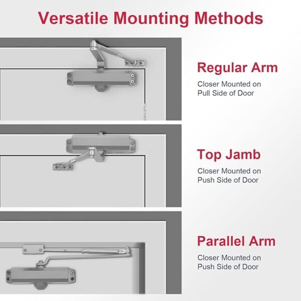 Automatic Garage Door Closer – HBL’ Adjustable Closing & Latching Speed, Durable Sprayed Aluminum, Easy Installation, Also Ideal for Commercial Use.