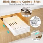 1 Pack | 21" Deep Pull Out Cabinet Organizer Adhesive, 10-Inch Wide Sturdy Carbon Steel Roll-Out Drawers for Face Frame or Frameless Cabinets,Slide-Out Shelves for Pantry.