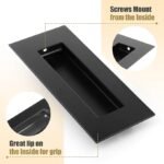 HBL' Pocket Door Hardware Set – 2 Recessed Flush Finger Pulls & 1 Edge Pull, Made of 304 Stainless Steel, Template Included, Black.