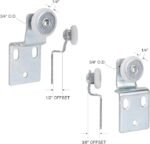 4 Pair Sliding Closet Door Roller Kit - Top Hung Door Replacement Hardware with 3/4 Inch Convex Wheels, Ball Bearing, Stamped Steel, 3/8" & 1/2" Offset Brackets