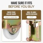 Sliding Mirror Door Rollers Replacement, Fits Prime-Line N 6870, for Wood Framed Sliding Mirror Doors, 2-12 Vertical H.C., 1-12 Nylon Concaved Ball Bearing Wheel, 2 Pack.