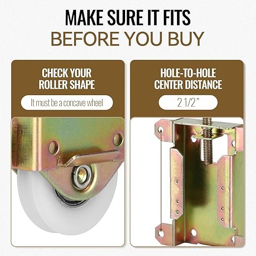 Sliding Mirror Door Rollers Replacement, Fits Prime-Line N 6870, for Wood Framed Sliding Mirror Doors, 2-12 Vertical H.C., 1-12 Nylon Concaved Ball Bearing Wheel, 2 Pack.