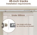 48/72 Inch Pocket Door Hardware Kits with Soft Close & Soft Open, Pocket Door Commercial Grade Hanger with 6ft Aluminum Track for New Building, No Door Included.