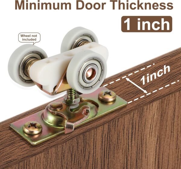 Pocket Door Rollers Connection Plate, Sliding RV Door Hardware,Color Zinc Plating,1 Set (Wheels not Included)