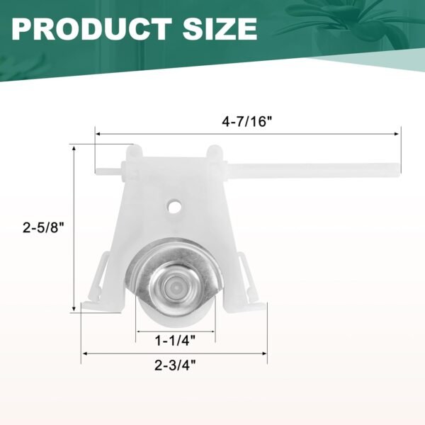 Sliding Screen Door Roller Assembly, Fits Andersen Part #1997063 & #1997310 (1991 to P), 1-1/4" Nylon Concaved Wheels, Adjustable Replacement.