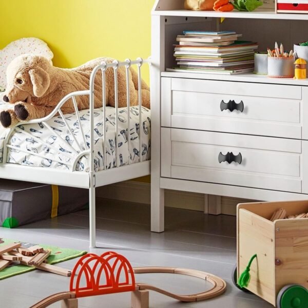 Lashow 10 Pack | Solid Gothic Dresser Drawer Knobs Black Bat-Shaped Drawer Pulls are Made of High-End Zinc Alloy,Heavy-Duty, 2.5-in Overall Length.