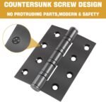 Door Hinges 304 Stainless Steel Ball Bearing Heavy Duty Door Hinges, 4 Inch 102MM, Black 3 Pair