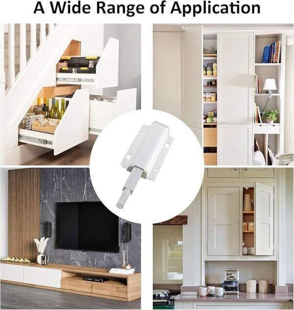 2 Pack Push Open Door Catches Push to Open Cabinet Latch Touch Open Kitchen Drawer Closer Magnetic Push Catch for Cupboard, Drawer, Wardrobe, RV Door